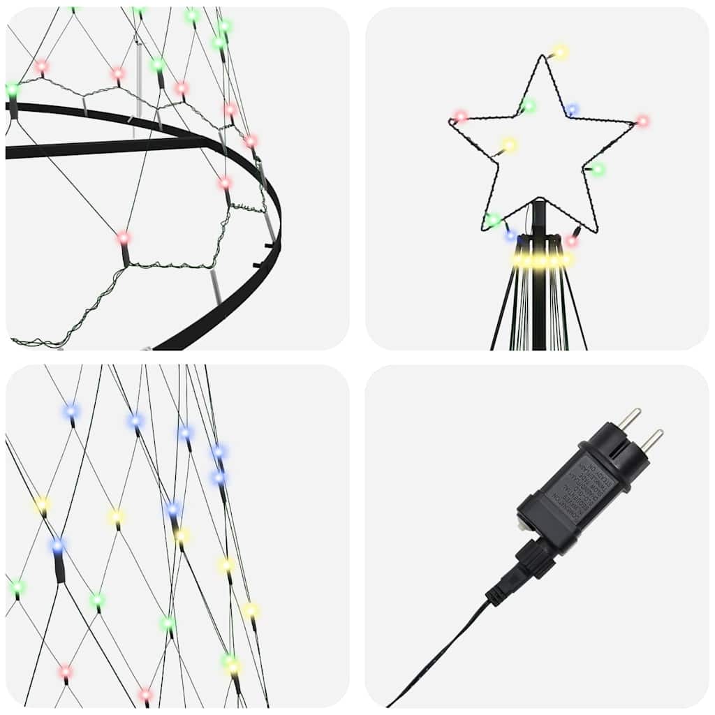 LED juletræ med stativ Flerfarvet 138.5 x 138.5 x 399 cm Metal