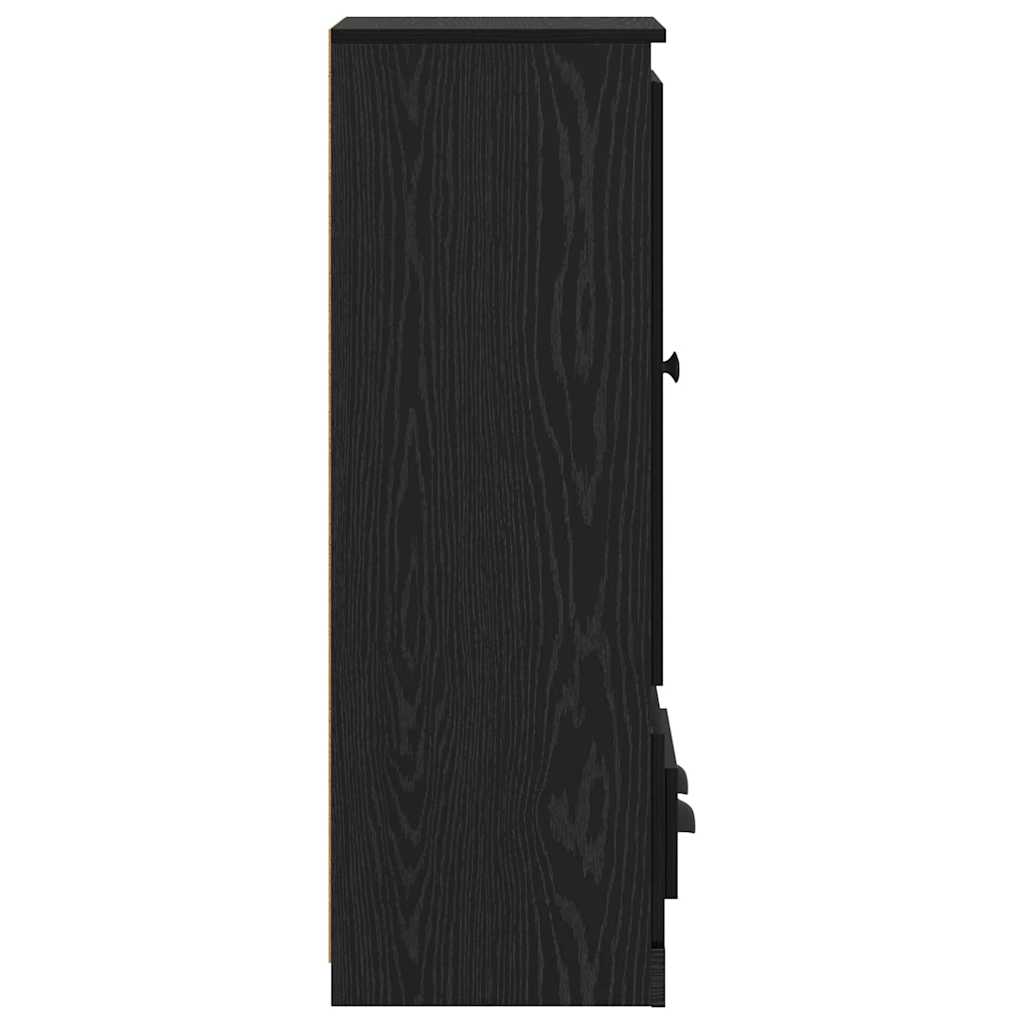 Sideboard med skuffe 3 pcs Sort eg Konstrueret træ