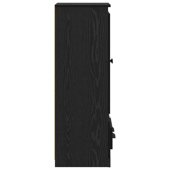 Sideboard med skuffe 3 pcs Sort eg Konstrueret træ