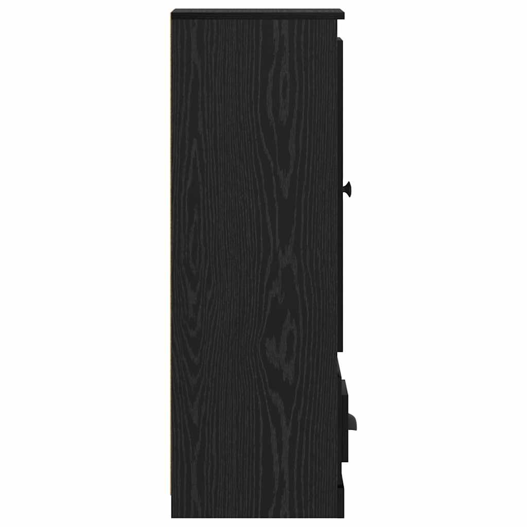 Sideboard med skuffe 3 pcs Sort eg Konstrueret træ