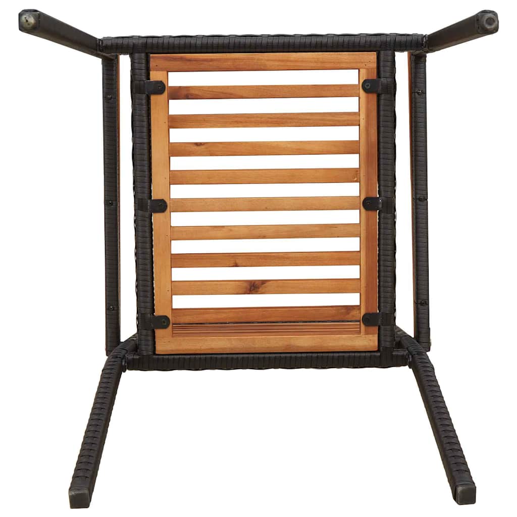 Have stapelstole 4 pcs Brun og sort Solid akacietræ, PE rattan