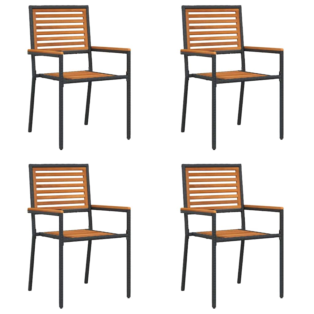 Have stapelstole 4 pcs Brun og sort Solid akacietræ, PE rattan