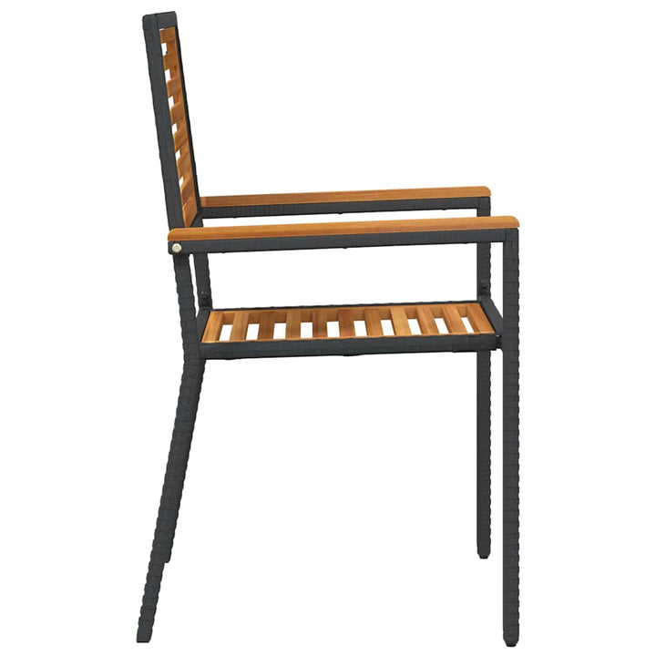 Have stapelstole 4 pcs Brun og sort Solid akacietræ, PE rattan