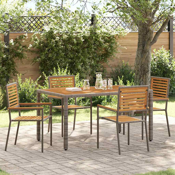 Have stapelstole 4 pcs Brun og grå Solid akacietræ, PE rattan