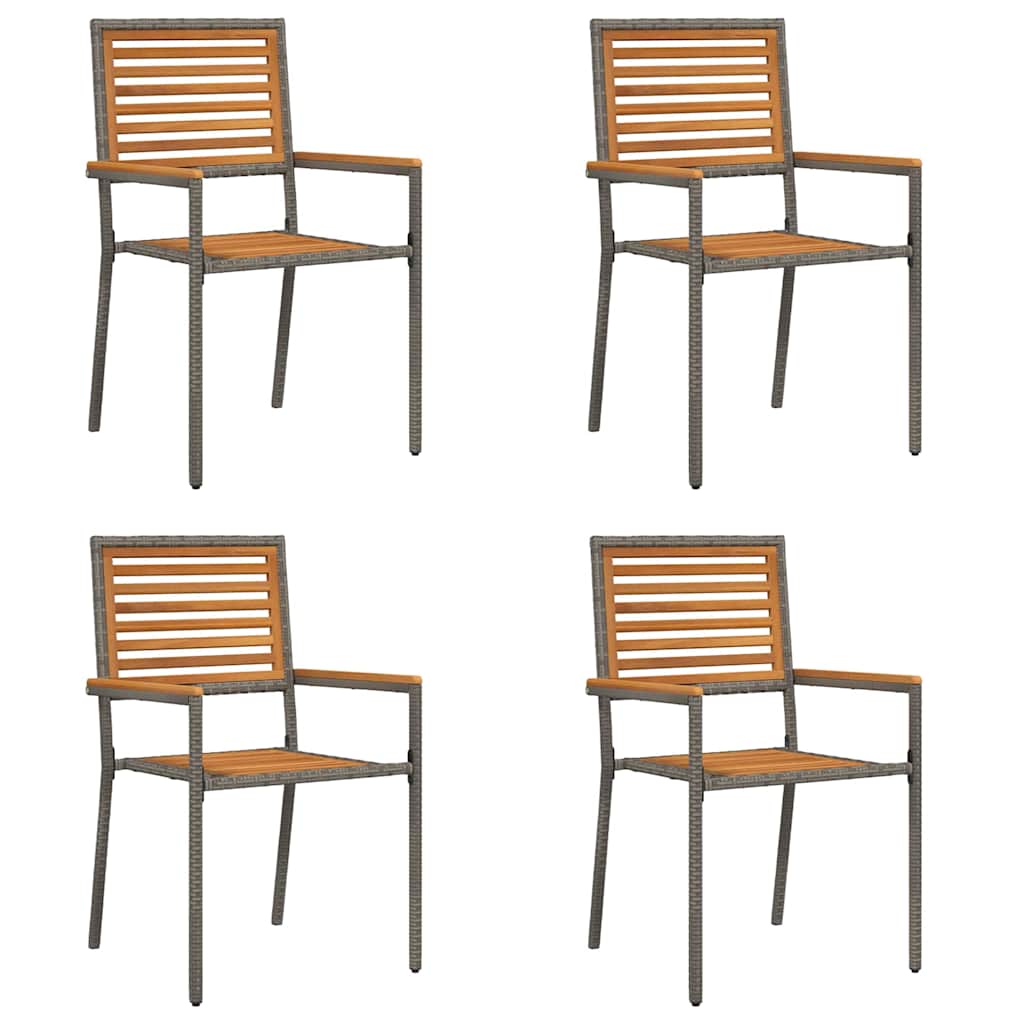 Have stapelstole 4 pcs Brun og grå Solid akacietræ, PE rattan