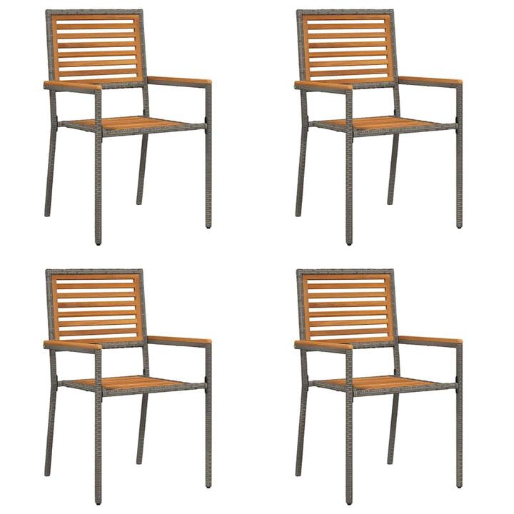 Have stapelstole 4 pcs Brun og grå Solid akacietræ, PE rattan