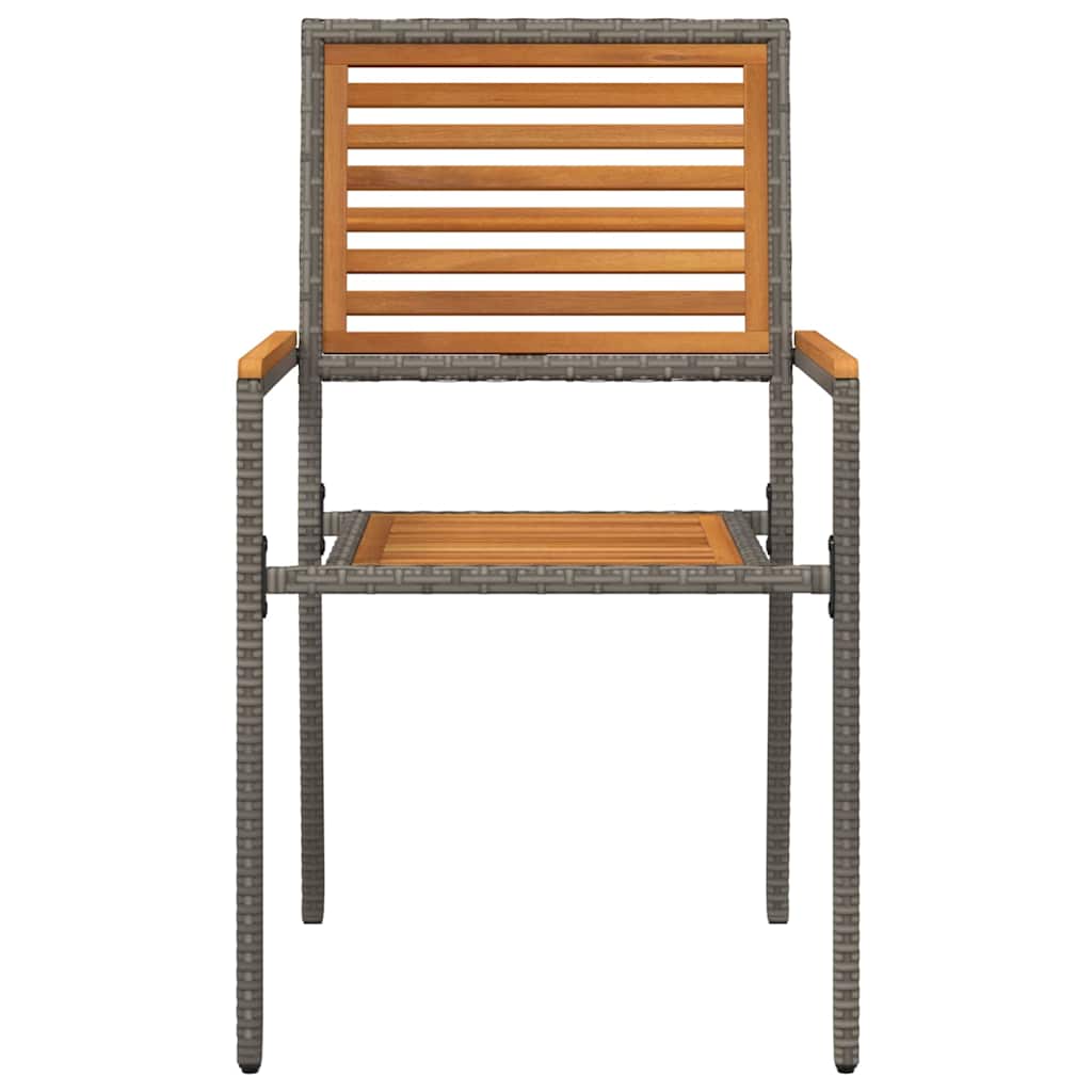 Have stapelstole 4 pcs Brun og grå Solid akacietræ, PE rattan