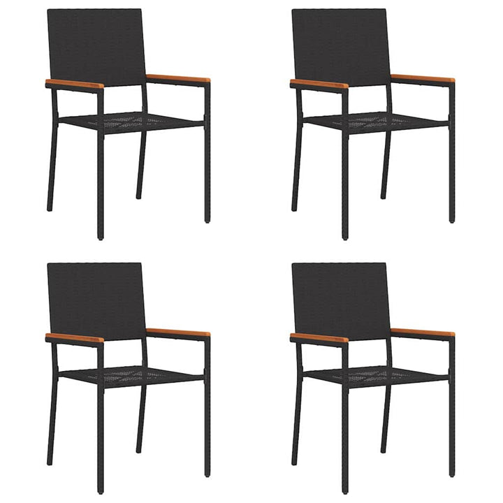 Have stapelstole 4 pcs Sort og Brunt PE rattan, Solid akacietræ