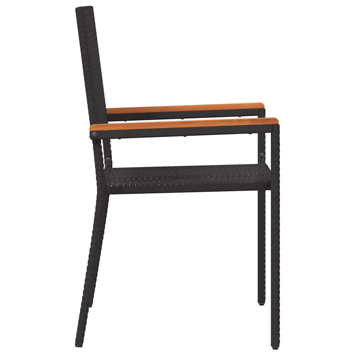 Have stapelstole 4 pcs Sort og Brunt PE rattan, Solid akacietræ