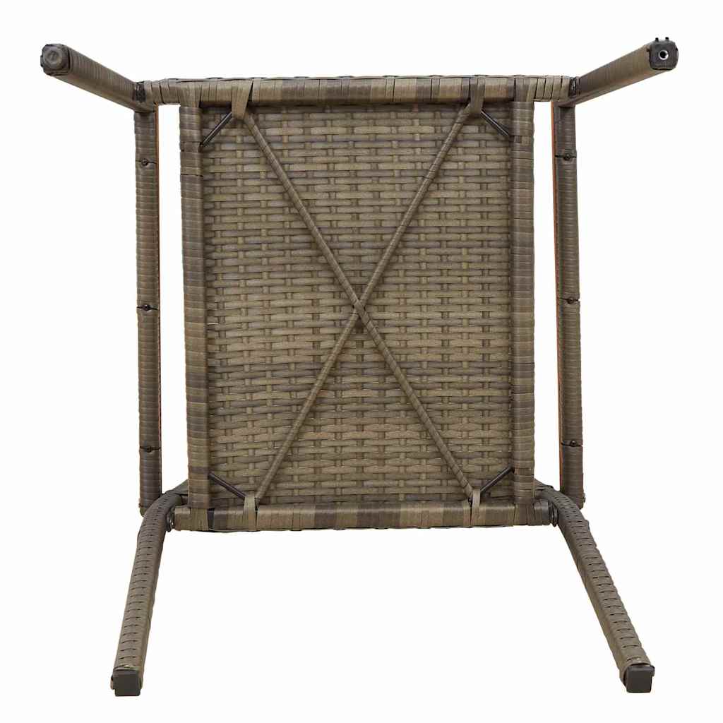 Have stapelstole 4 pcs Grå og Brun PE rattan, Solid akacietræ