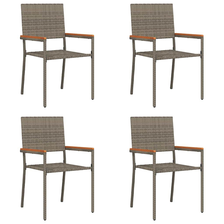 Have stapelstole 4 pcs Grå og Brun PE rattan, Solid akacietræ