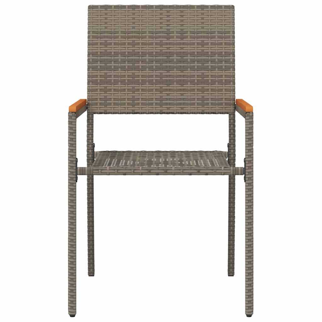 Have stapelstole 4 pcs Grå og Brun PE rattan, Solid akacietræ