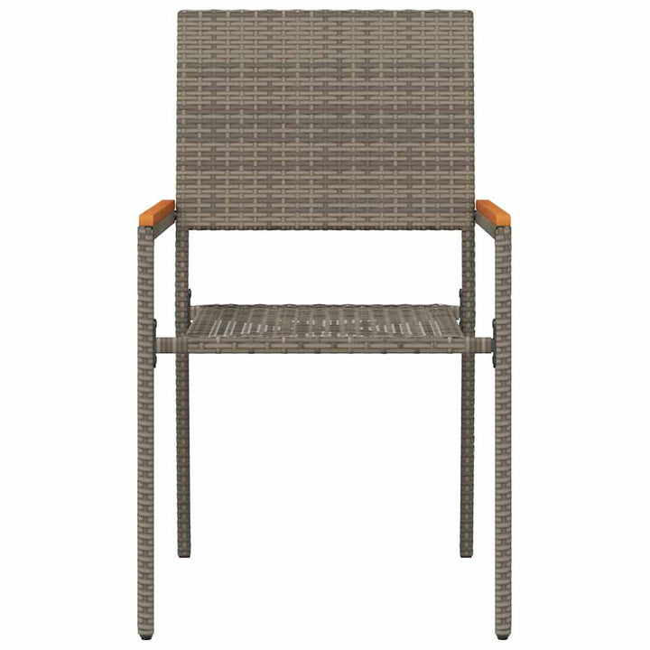 Have stapelstole 4 pcs Grå og Brun PE rattan, Solid akacietræ
