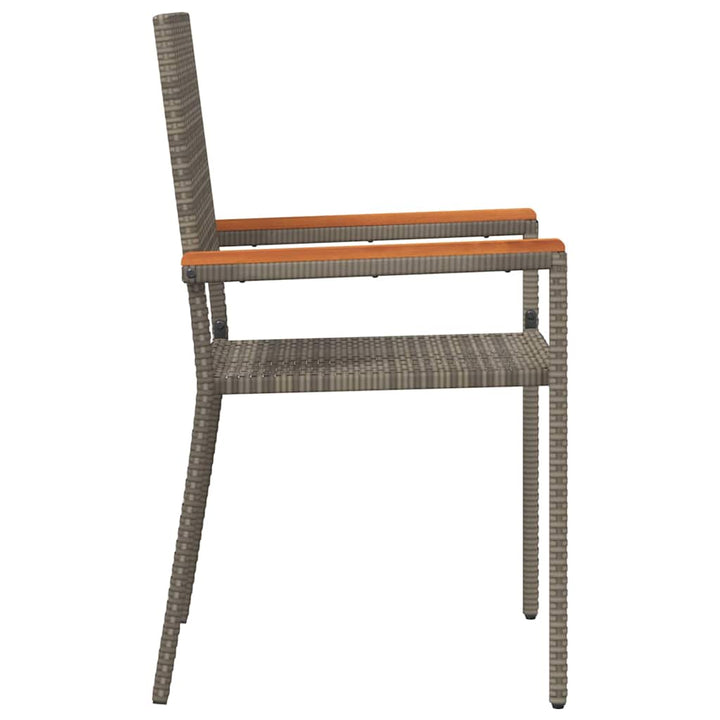 Have stapelstole 4 pcs Grå og Brun PE rattan, Solid akacietræ