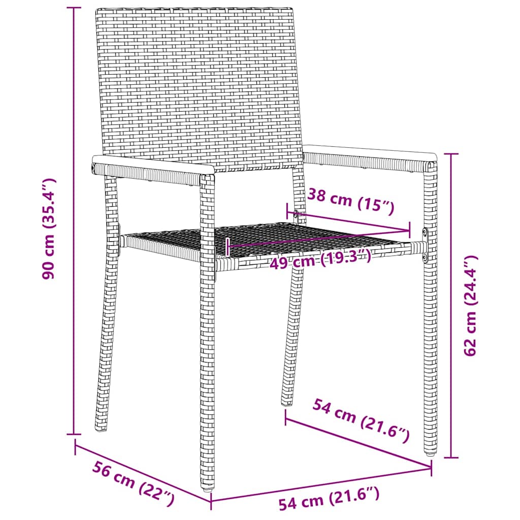 Have stapelstole 4 pcs Grå og Brun PE rattan, Solid akacietræ