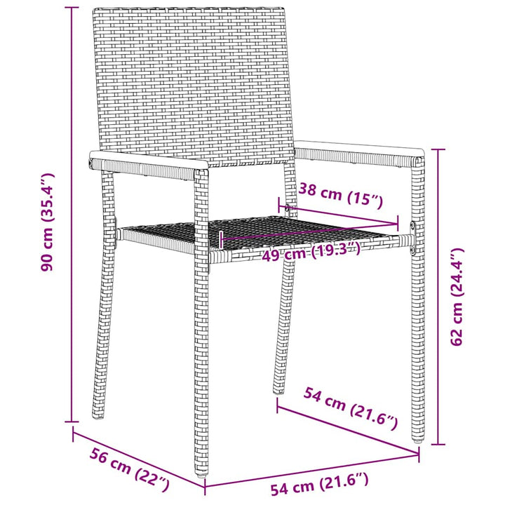 Have stapelstole 4 pcs Grå og Brun PE rattan, Solid akacietræ