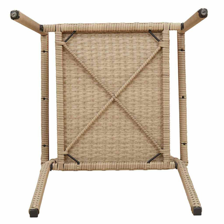 Have stapelstole 4 pcs Creme og Brun PE rattan, Solid akacietræ