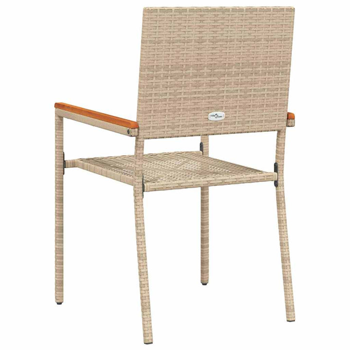 Have stapelstole 4 pcs Creme og Brun PE rattan, Solid akacietræ