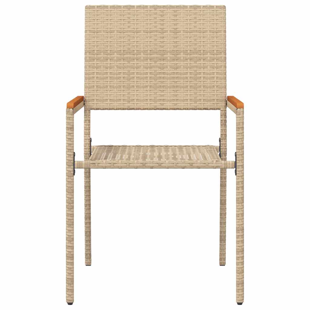 Have stapelstole 4 pcs Creme og Brun PE rattan, Solid akacietræ