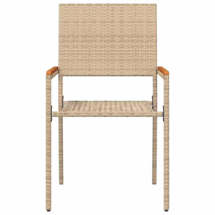 Have stapelstole 4 pcs Creme og Brun PE rattan, Solid akacietræ