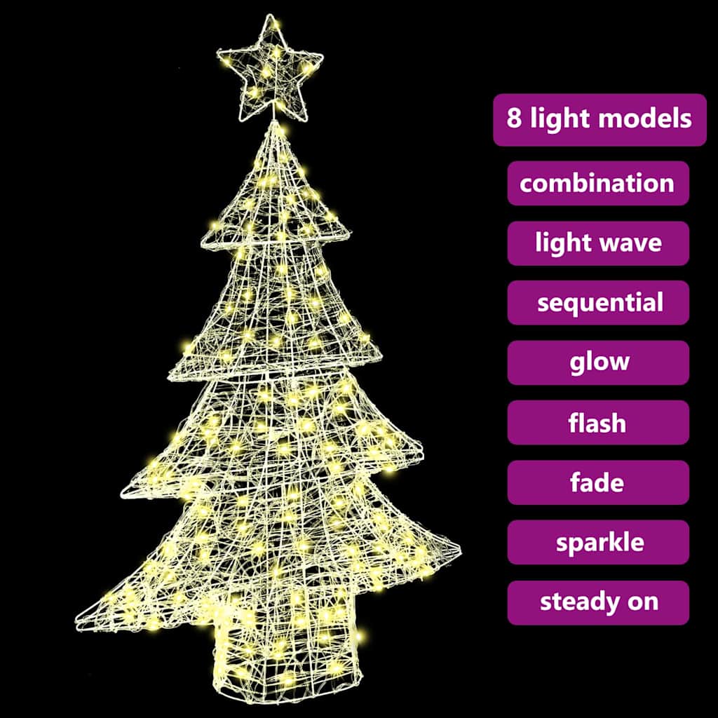 Juletræ med 100 LED'er Varm hvid 120 cm Akryl