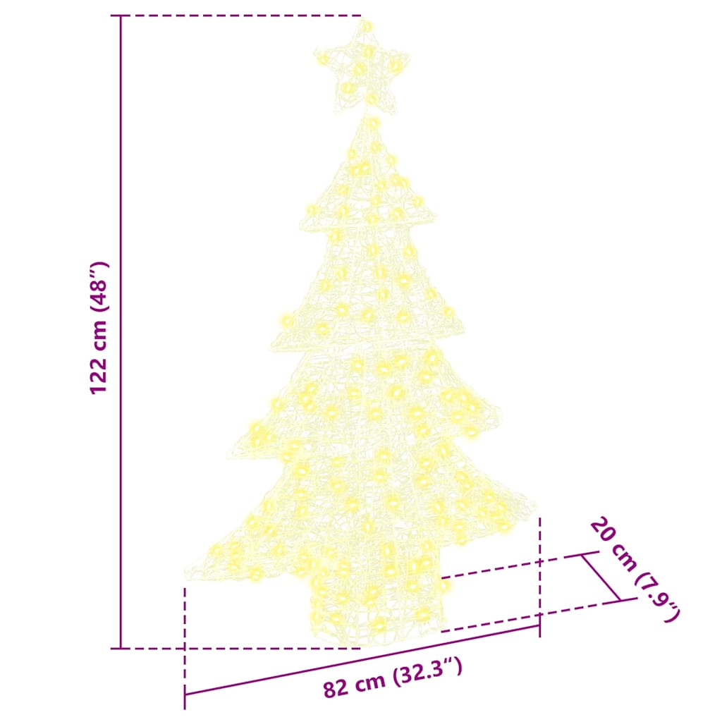 Juletræ med 100 LED'er Varm hvid 120 cm Akryl