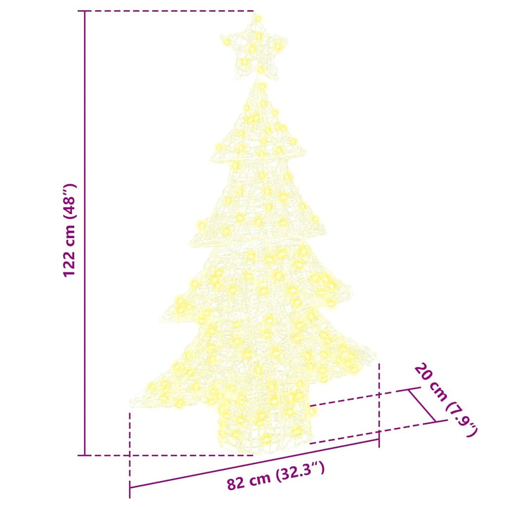 Juletræ med 100 LED'er Varm hvid 120 cm Akryl