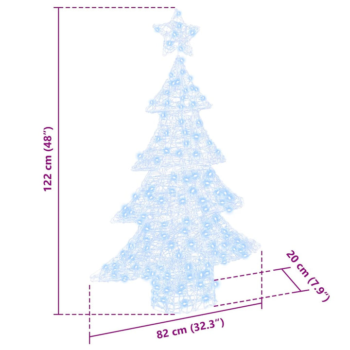 Juletræ med 100 LED'er Kold hvid 120 cm Akryl