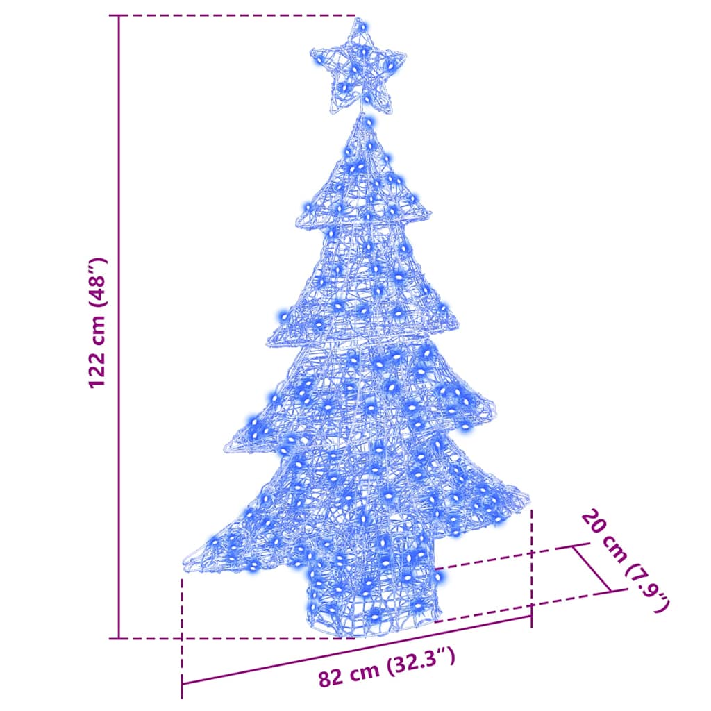 Juletræ med 100 LED'er Blå 120 cm Akryl