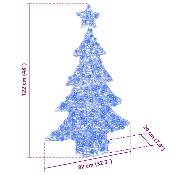 Juletræ med 100 LED'er Blå 120 cm Akryl