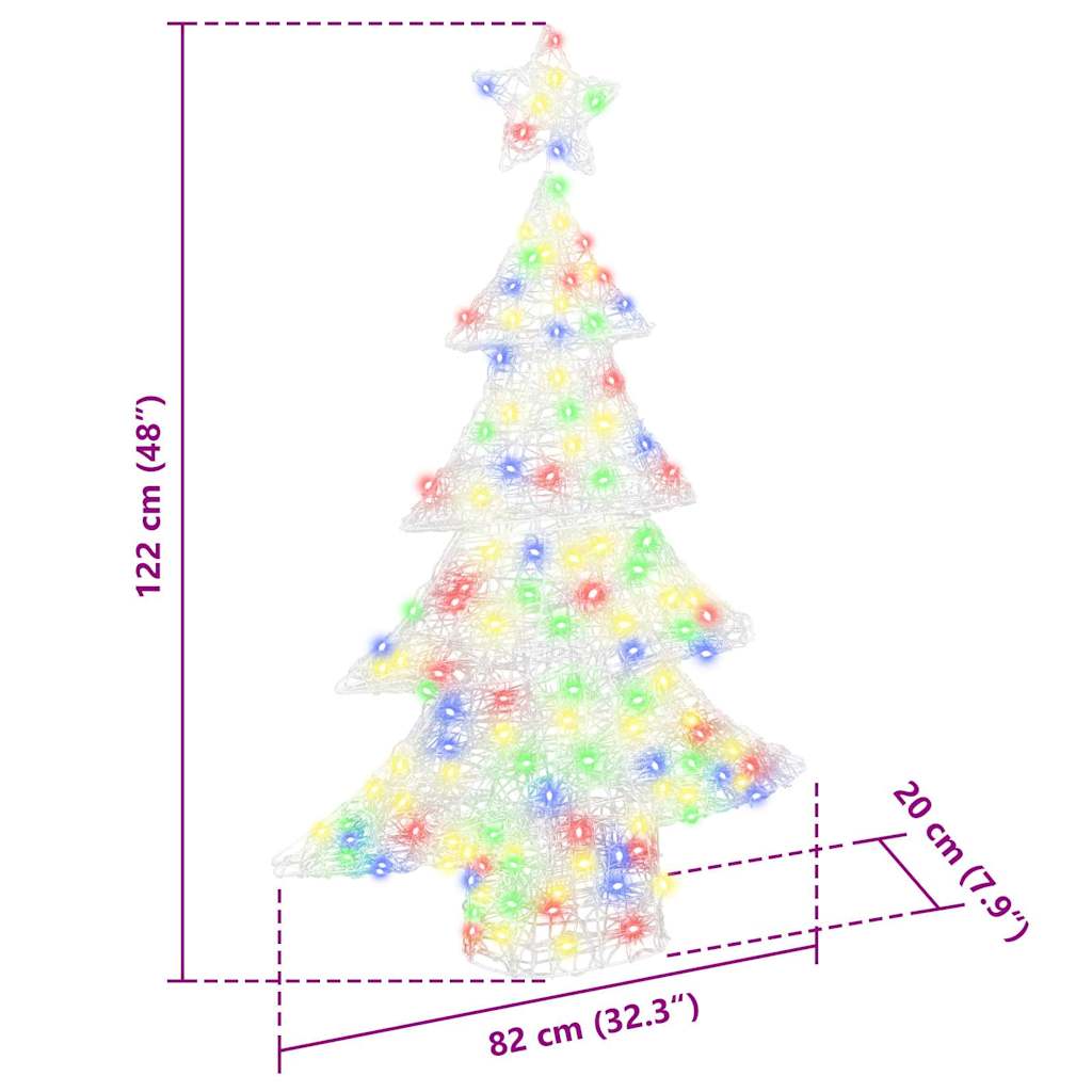Juletræ med 100 LED'er Flerfarvet 120 cm Akryl