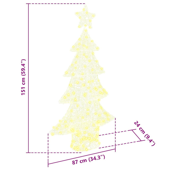 Juletræ med 160 LED'er Varm hvid 150 cm Akryl