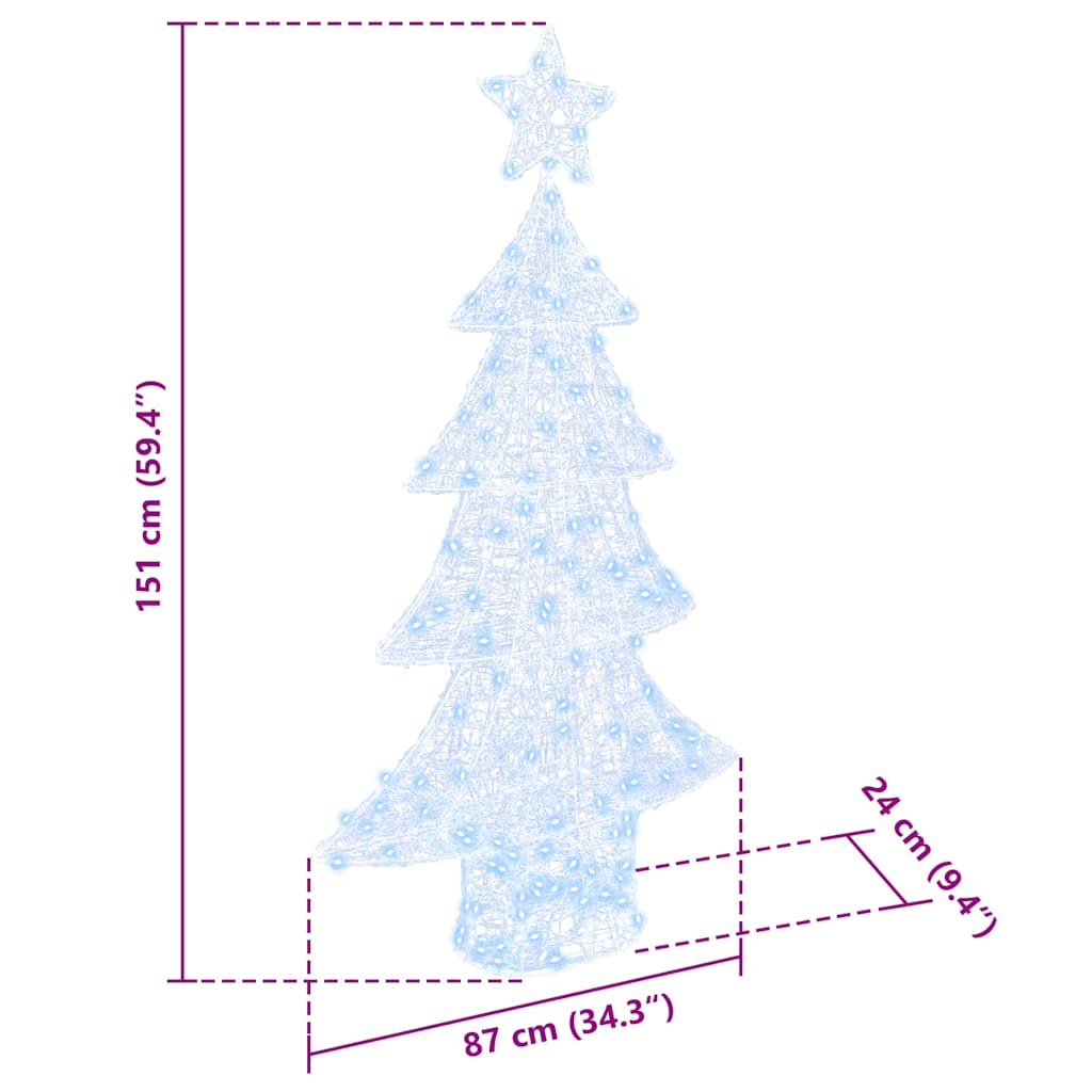 Juletræ med 160 LED'er Kold hvid 150 cm Akryl