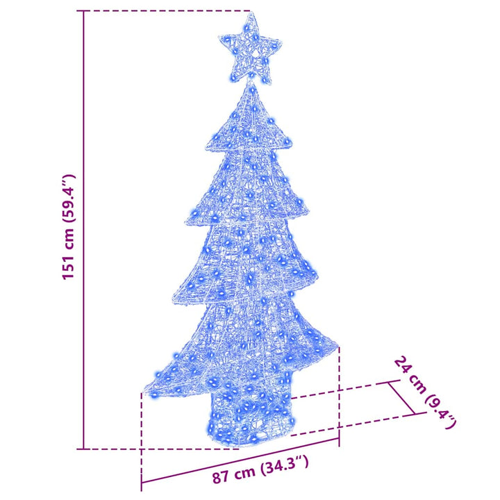 Juletræ med 160 LED'er Blå 150 cm Akryl