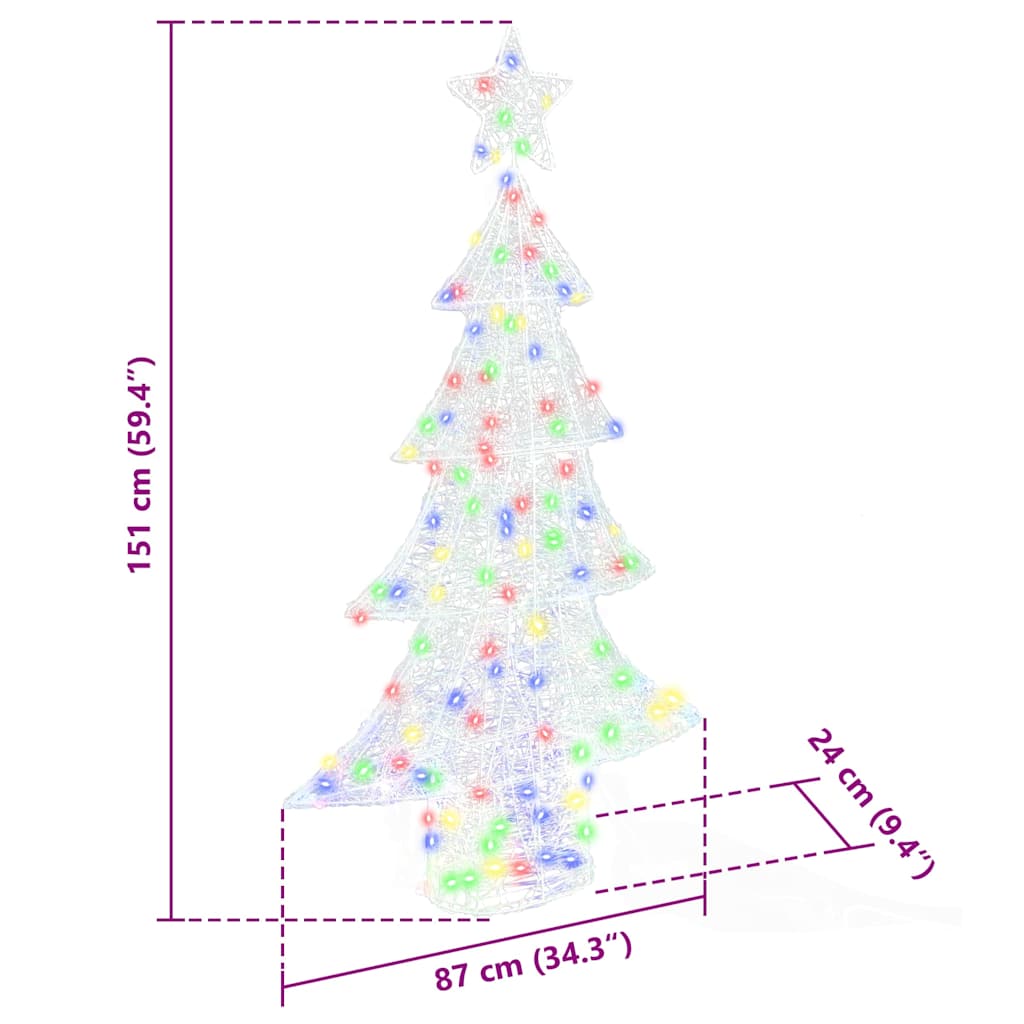 Juletræ med 160 LED'er Flerfarvet 150 cm Akryl