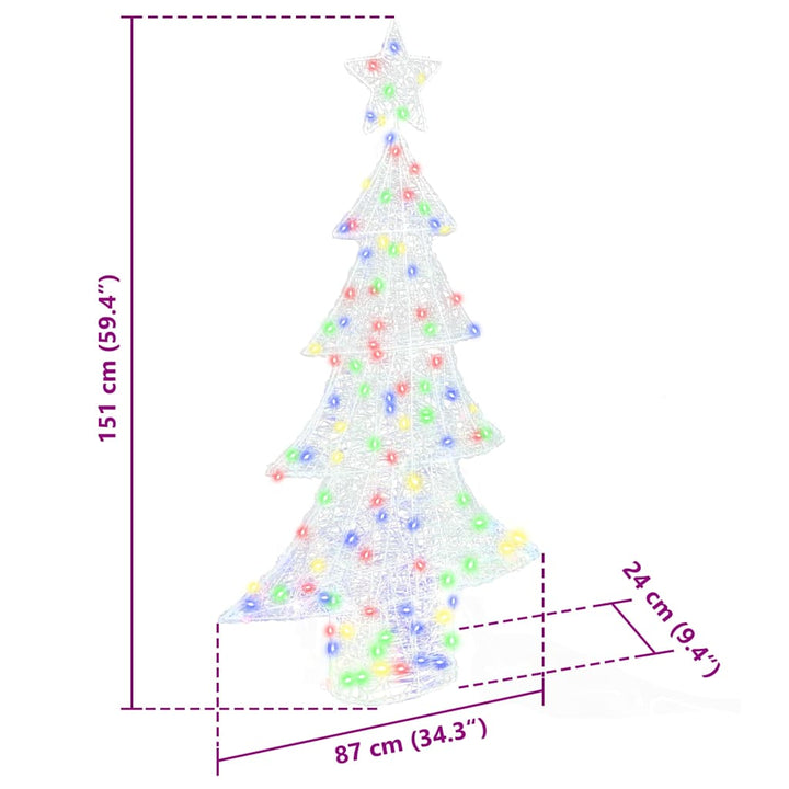Juletræ med 160 LED'er Flerfarvet 150 cm Akryl