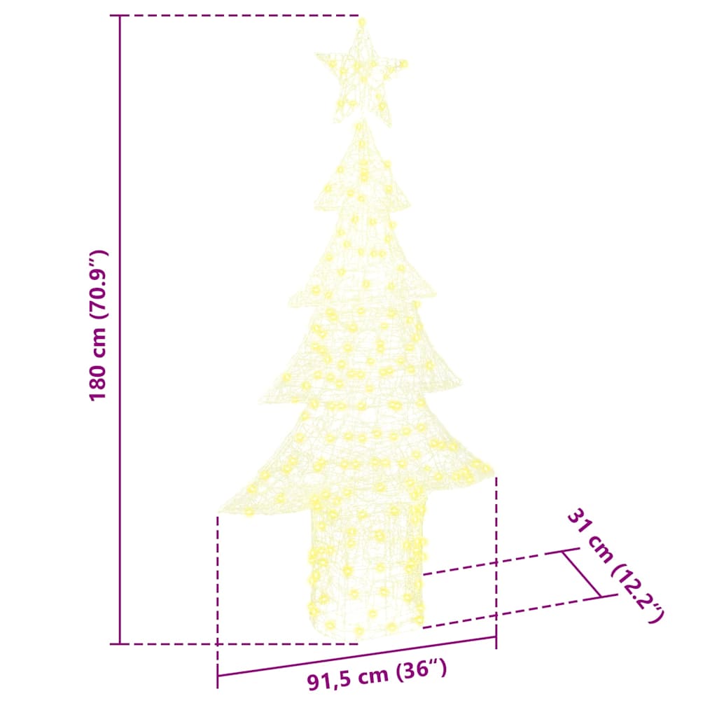 Juletræ med 240 LED'er Varm hvid 180 cm Akryl
