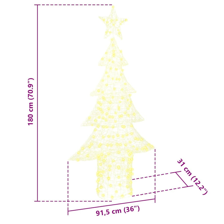 Juletræ med 240 LED'er Varm hvid 180 cm Akryl