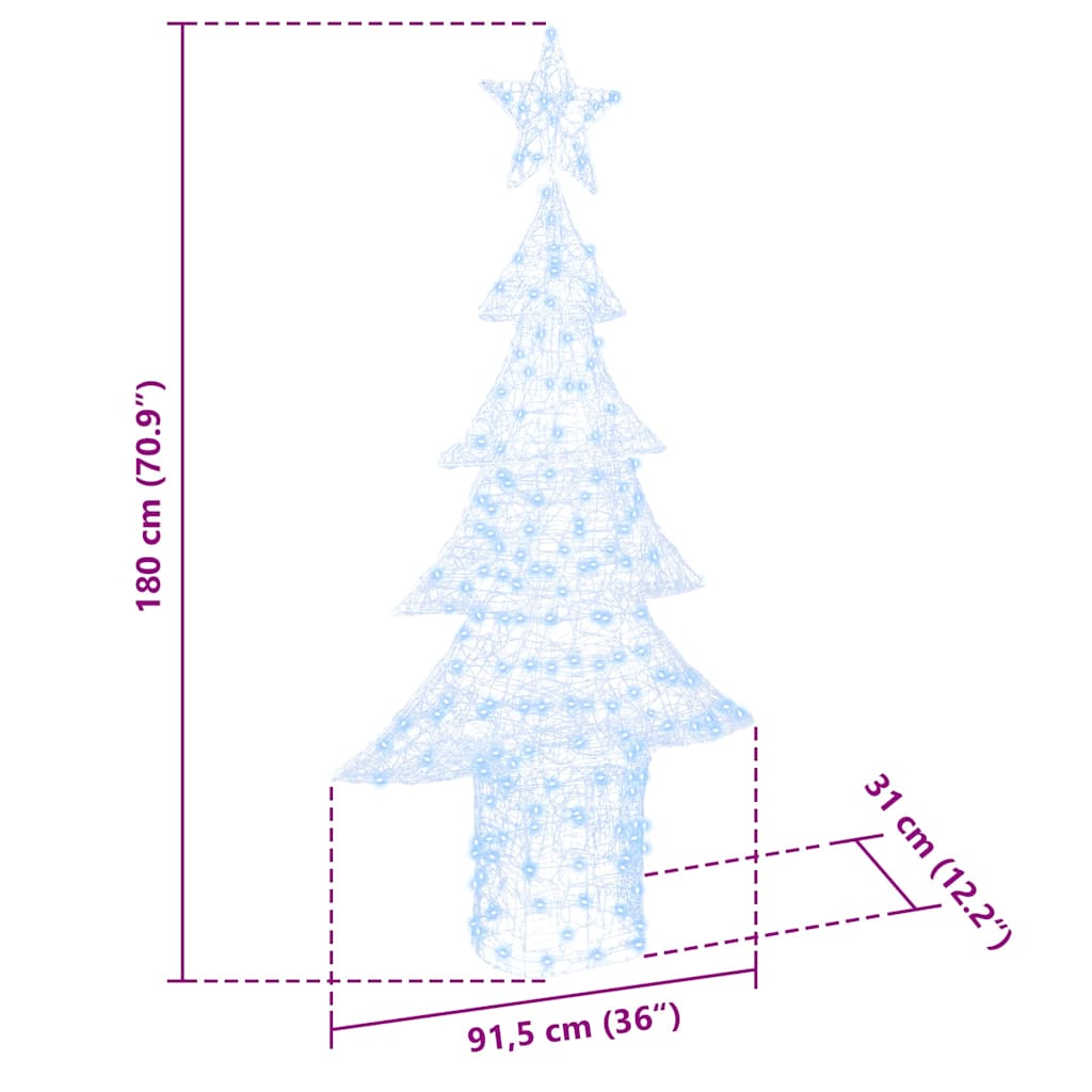Juletræ med 240 LED'er Kold hvid 180 cm Akryl