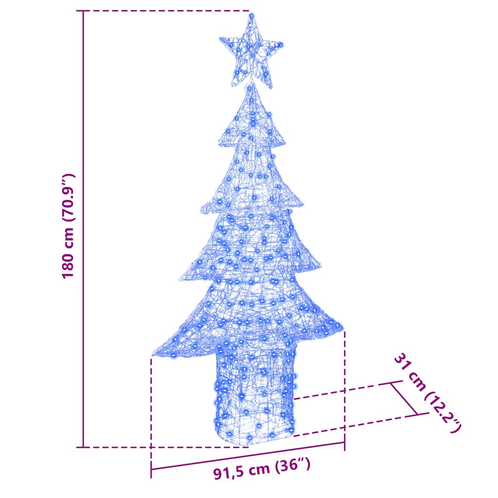 Juletræ med 240 LED'er Blå 180 cm Akryl