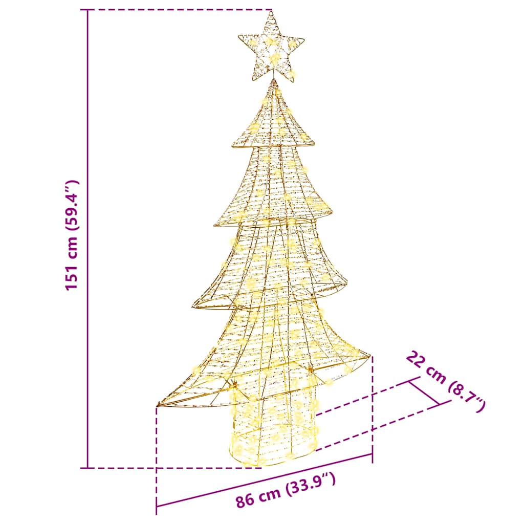 Juletræ med 160 LED'er Varm hvid 150 cm PET
