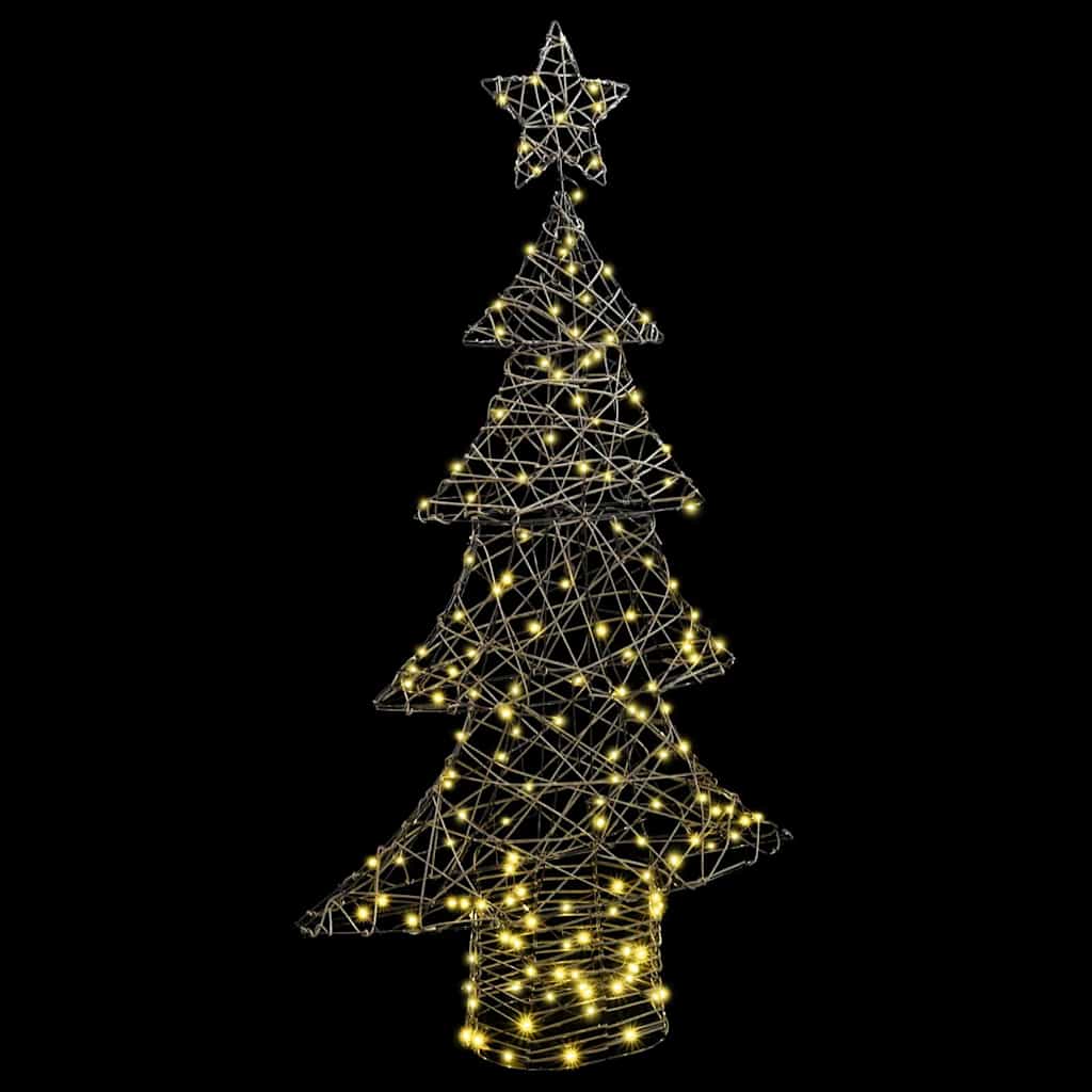 Juletræ med 160 LED'er Varm hvid 150 cm Rattan
