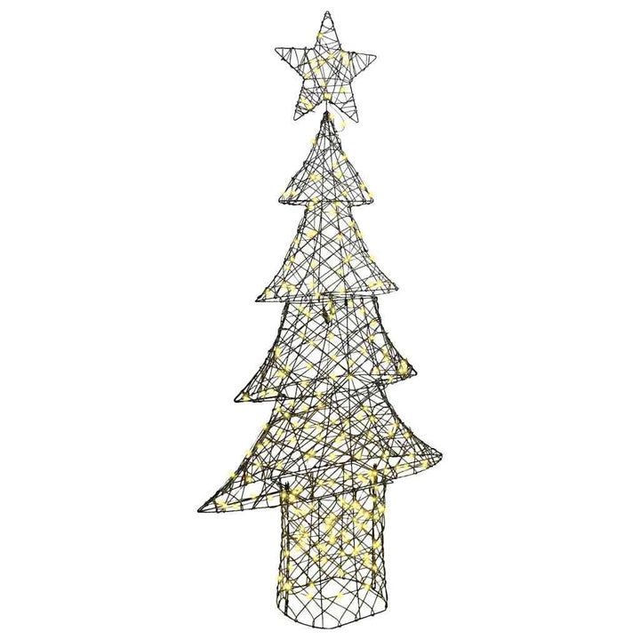 Juletræ med 240 LED'er Varm hvid 180 cm Rattan
