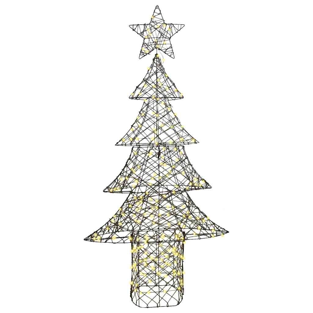 Juletræ med 240 LED'er Varm hvid 180 cm Rattan