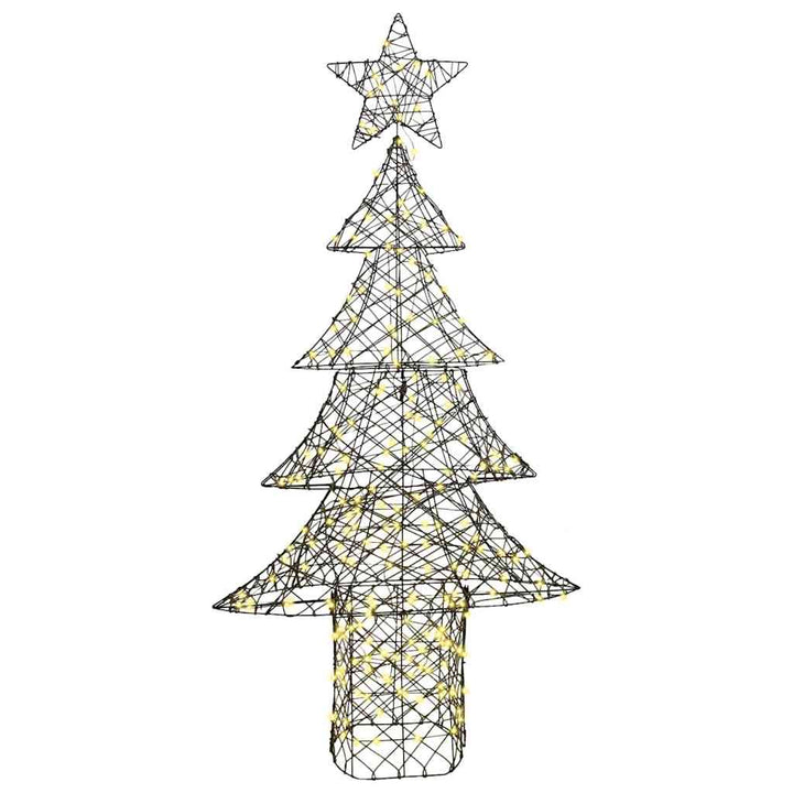 Juletræ med 240 LED'er Varm hvid 180 cm Rattan