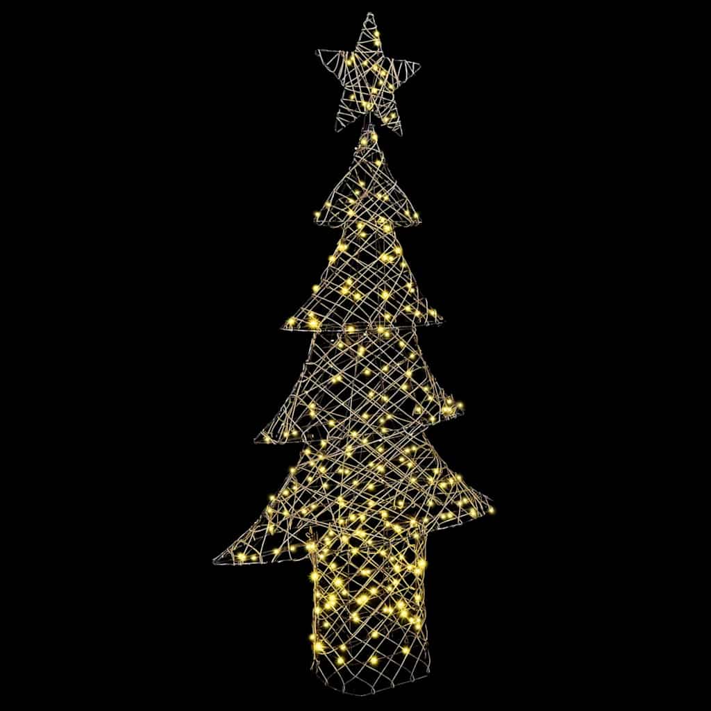 Juletræ med 240 LED'er Varm hvid 180 cm Rattan