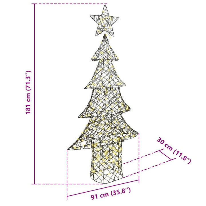 Juletræ med 240 LED'er Varm hvid 180 cm Rattan