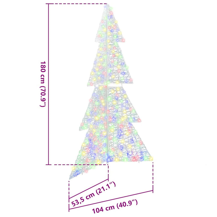 Juletræ med 240 LED'er Flerfarvet 180 cm Akryl