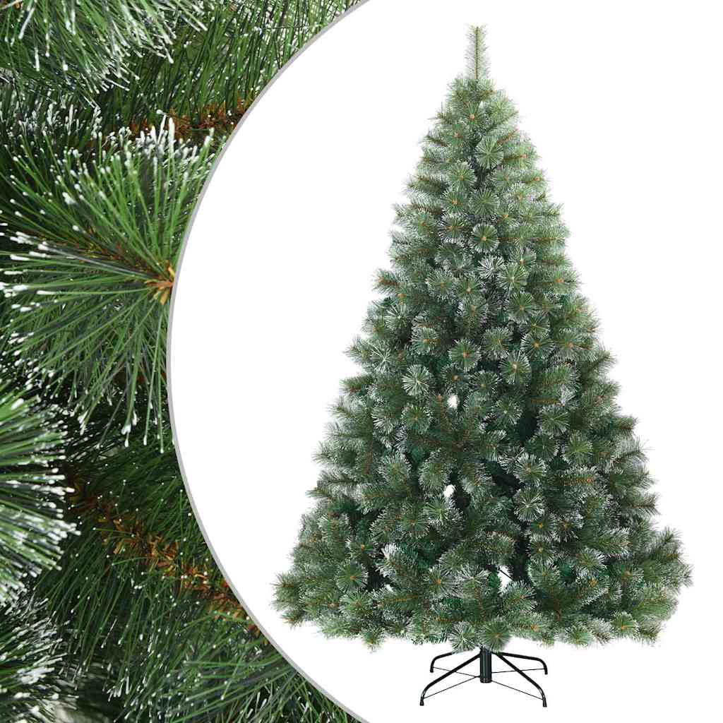 Moderne kunstig hængslet juletræ snebeklædt Hvid 210 cm