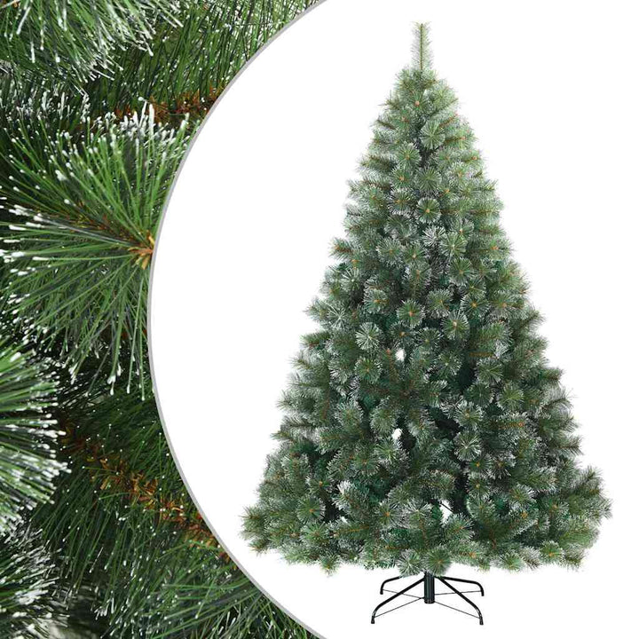 Moderne kunstig hængslet juletræ snebeklædt Hvid 210 cm